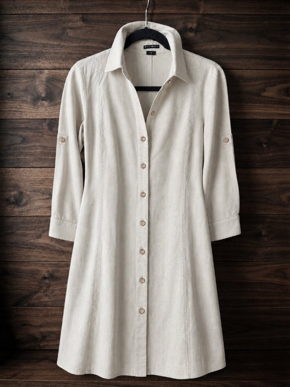 Theory Beige Linen Blend Button Front Utility Shirt Dress Size 2 Roll Tab